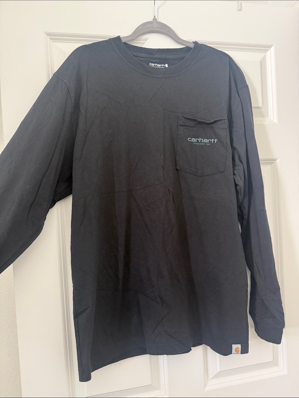 Carhartt Black Long Sleeve Pocket Tee with Logo